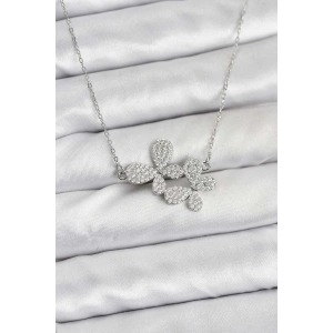 316L Çelik Zincir Gümüş Renk Zirkon Taşlı Model Kadın Kolye - TJ-BKO10770