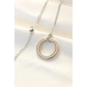 316L Çelik Zirkon Taşlı Çift Renkli Tifany Kolye