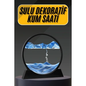 3D Led Işıklı Kum Saati Gece Lambası Hareketli Sulu Kum Saati Dekoratif