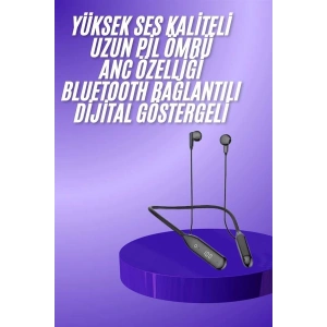 60 Saat Kablolu Boyun Askılı Dijital Göstergeli Bluetooth Kulaklığı