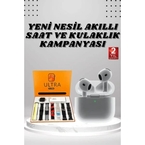 7 Kordonlu Akıllı Saat Ve 3.Nesil Kulaklık Dokunmatik Ekran Sesli Görüşme Yapabilen