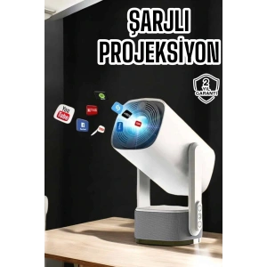 Akıllı Projeksiyon Powerbankli Taşınabilir Sinema Projektörü 4k HD Kaliteli