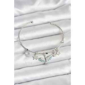 Anka Kuşu Charmlı Gümüş Renk Pirinç Kadın Bileklik