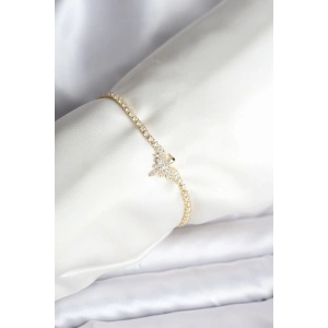 Anka Kuşu Model Zirkon Taşlı Gold Renk Pirinç Su Yolu Kadın Bileklik - TJ-BB8098