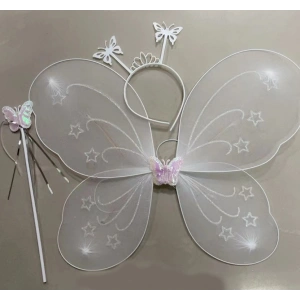 Beyaz Renk Kanadı Tacı ve Sopası 50x37 cm