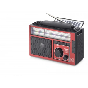 Bluetooth Solar Panelli Fm Radyo Usb Tf Nostaljik Hoparlör - Kırmızı Siyah NS9952BTS
