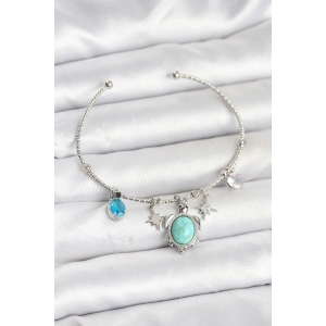 Caretta Caretta Charmlı Gümüş Renk Kadın Bileklik