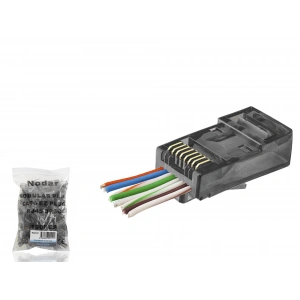 Cat6 Ez Rj45 Konnektör - 100 Adet Siyah / Ekonomik Poşet Paket ND2410