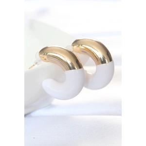 CCB Beyaz Gold Çift Renk Küpe - TJ-BKP8874