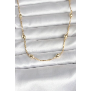 CM 14K Gold Renk Burgu Zincirli Damla Topçuk Model 45 cm Kadın Kolye - TJ-BKO11001