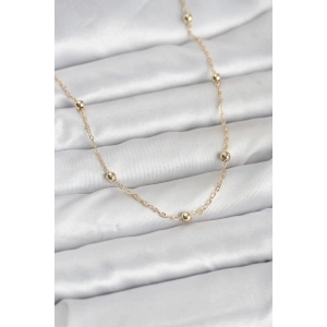 CM 14K Gold Renk Pirinç Top Zincirli 60 cm Kadın Kolye