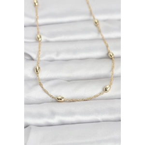 CM 14K Gold Renk Topçuklu Burgu Zincir Model 60 cm Kadın Kolye