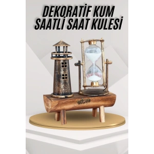 Deniz Feneri Kum Saati Ahşap Görünümlü Vintage Tarz Biblo