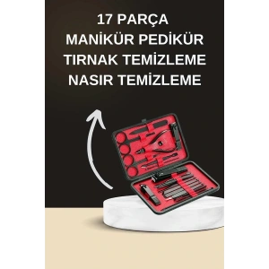 Elektrikli Manikür Pedikür Seti İkili Set 17 Parça Tırnak Bakımı Nasır Temizleme Tırnak Şekillendirme