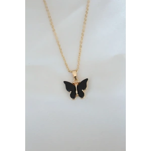 Gold Kaplama Siyah Renkli Sedefli Kolye - TJ-BKO6435