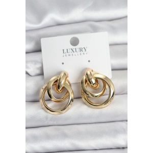 Gold Renk Halka Model Pirinç Kadın Küpe - TJ-BKP11350