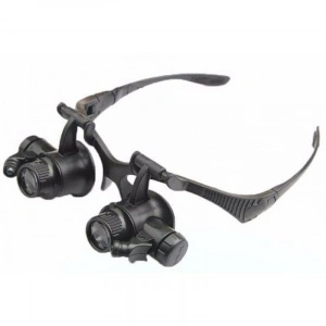 Gözlük Modeli 10X 15X 20X 25X Lens 2 Led Işıklı Büyüteç 9892G