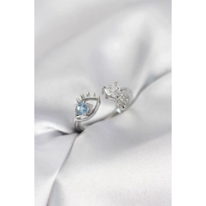 Gözyaşı Model Gümüş Renk Zirkon Taşlı Kadın Yüzük