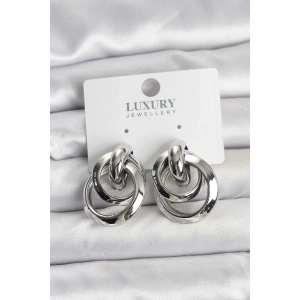 Gümüş Renk Halka Model Pirinç Kadın Küpe