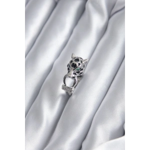 Gümüş Renk Kaplan Model Zirkon Taş Detay VİP Kadın Yüzük - TJ-BYK2854