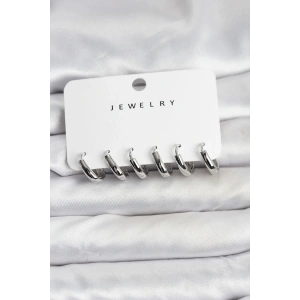 Gümüş Renk Pirinç Halka Kadın Küpe Seti - TJ-BKP11482