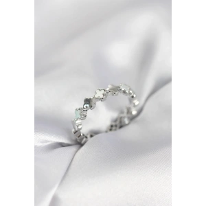 Gümüş Renk Sedefli Yonca Model Kadın Yüzük