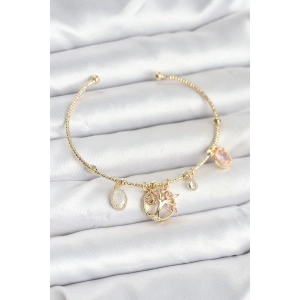 Hayat Ağacı Charmlı Gold Renk Pirinç Kadın Bileklik - TJ-BB8037