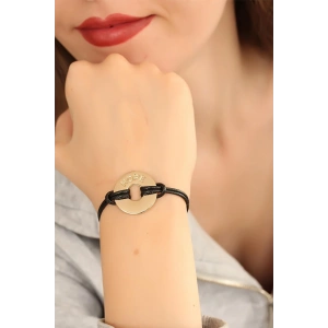 HOPE (Umutlu) Siyah Deri İpli Unisex Mood Bileklik