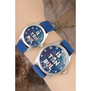 İstanbul Tasarım Lacivert Deri Kordonlu Sevgili Saatleri - TJ-SGK1368