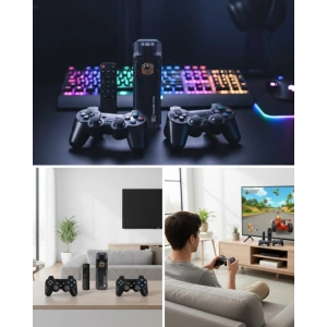 Kablosuz Gamepad Denetleyici Çift Sistem Retro Oyun Konsolu HDMI Uyumlu HD Çıkışlı