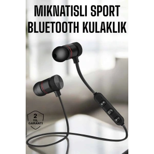 Kablosuz Sport Mıknatıslı Mikrofonlu Kulak İçi Kulaklık