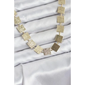 Kare Plaka Model Gold Renk Kadın Kolye - TJ-BKO10825