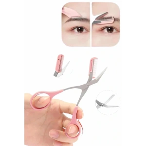 Kisli Kaş Kirpik Düzeltici Bıyık Alma Taraklı Kaş Makası Yüz Bakım Seti Makas