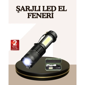 Küçük Boy Şarjlı LED El Feneri Taşınabilir Klipsli