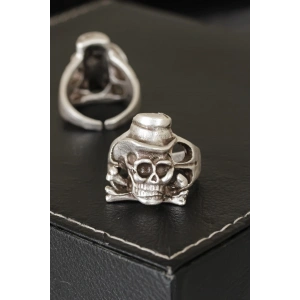 Kuru Kafa Tasarımlı Eskitme Gümüş Renkli Ayarlamalı Model Erkek Yüzük - TJ-EY216