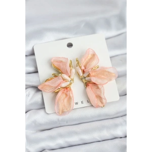 Lotus Model Yavruağızı Renk Tüllü Kadın Küpe - TJ-BKP11632