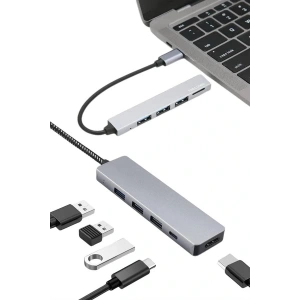 Macbook Pro/air Uyumlu USB Type-C 8 In 1 Hub Dönüştürücü Çevirici Çoklayıcı USB Hdmı Micro Sd 8 Girişli