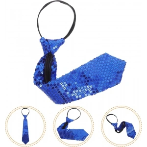 Mavi Pul Payetli Işıltılı Parti Kravatı 33 cm