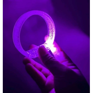 Mor Led Işıklı Baskı Yapılabilen Pilli Bileklik Bilezik 1,5 cm Genişlik