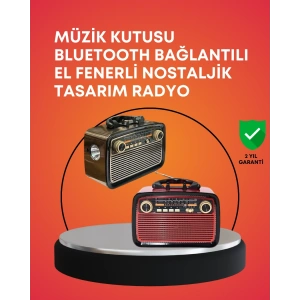 Nostaljik Radyo Görünümlü Bluetooth Hoparlör – FM/AM Yayın, Kablosuz Bağlantı, Şarj Edilebilir