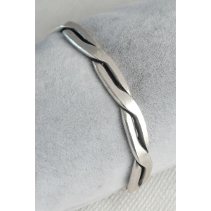 Otantik Gümüş Renk Motif İşleme Plaka Erkek Bileklik - TJ-EB3618