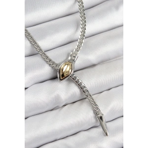 Pirinç Asansörlü Yılan Model Gümüş Renk Kadın Kolye