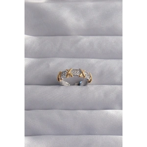 Pirinç Ayarlamalı Gümüş Renk Zirkon Taşlı XOXO Model Yüzük - TJ-BYK3284