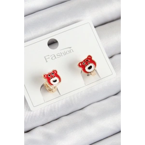 Pirinç Ayıcık Model Gold Renk Çocuk Küpe