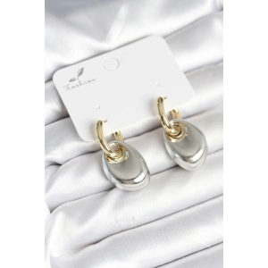 Pirinç Damla Model Gümüş Gold Renk Kadın Küpe - TJ-BKP11297