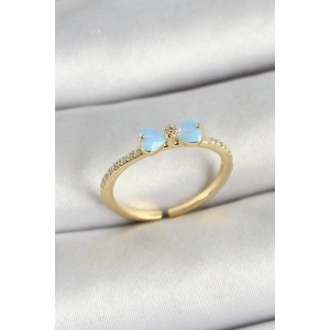 Pirinç Fiyonk Figürlü Zirkon Taşlı Gold Renk Ayarlanabilir Kadın Yüzük