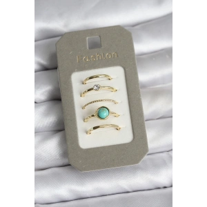 Pirinç Gold Renk 5li Yüzük Seti