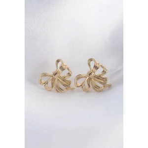 Pirinç Gold Renk Fiyonk Küpe - TJ-BKP8944