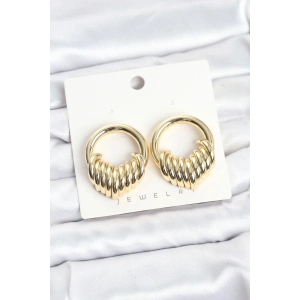 Pirinç Gold Renk Halka Sarmal Model Vintage Kadın Küpe