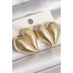 Pirinç Gold Renk İşlemeli Bomba Kalp Model Kadın Küpe